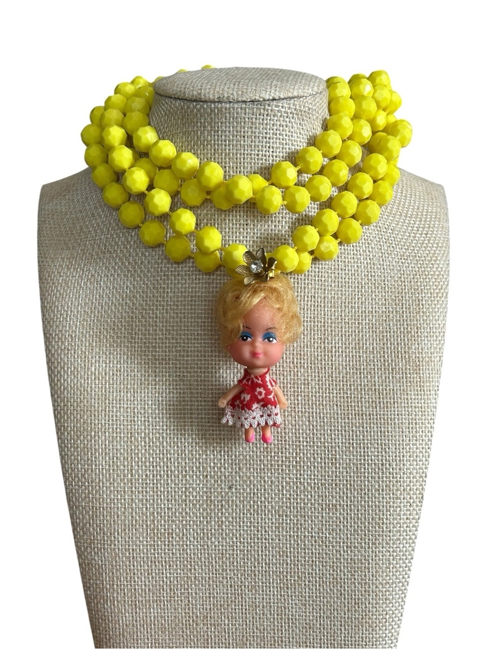 Vintage Deadstock Kiddle Clone Doll Assemblage Necklace. One of a Kind